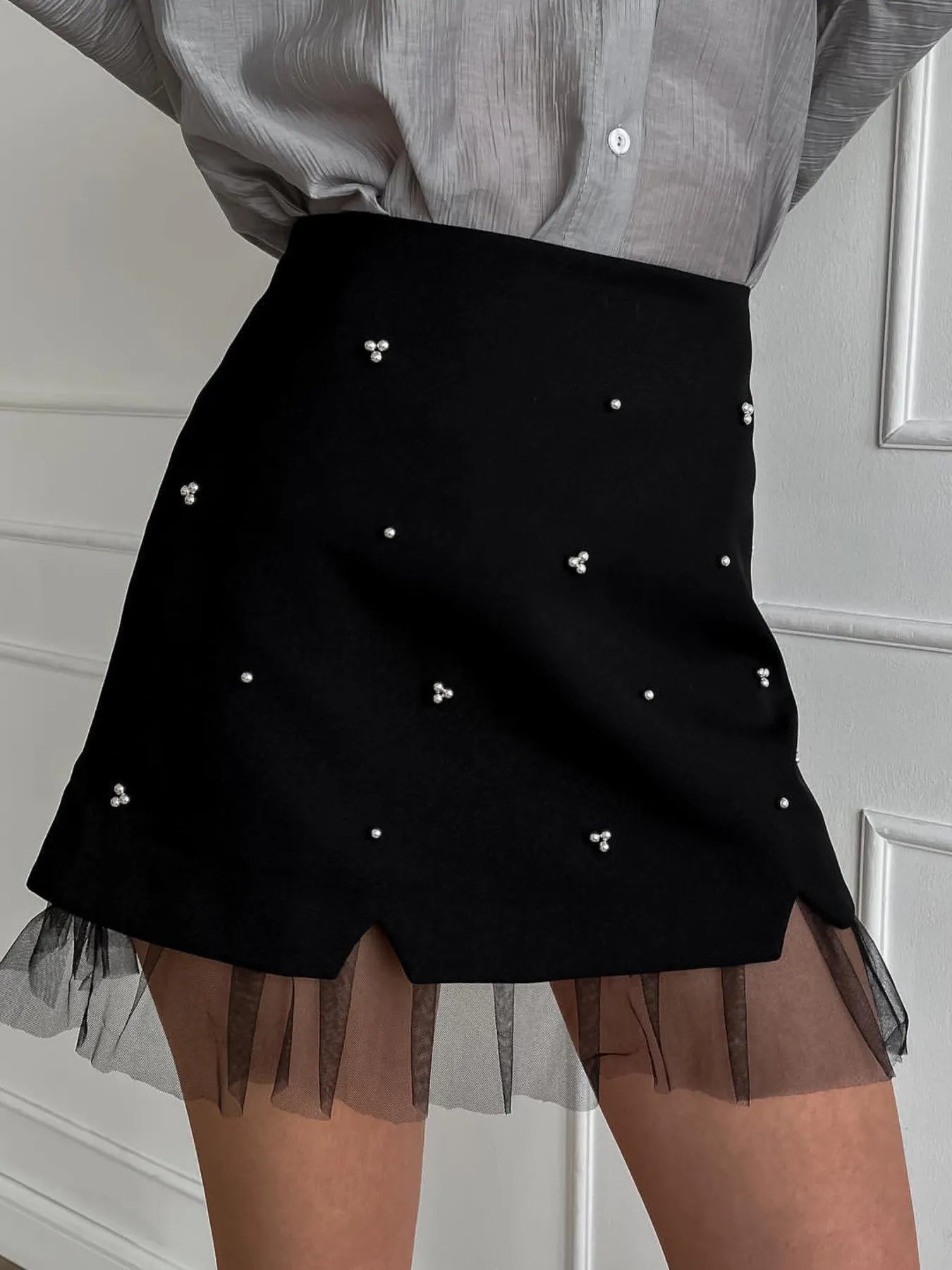 Tulle Hem Mini Skirt