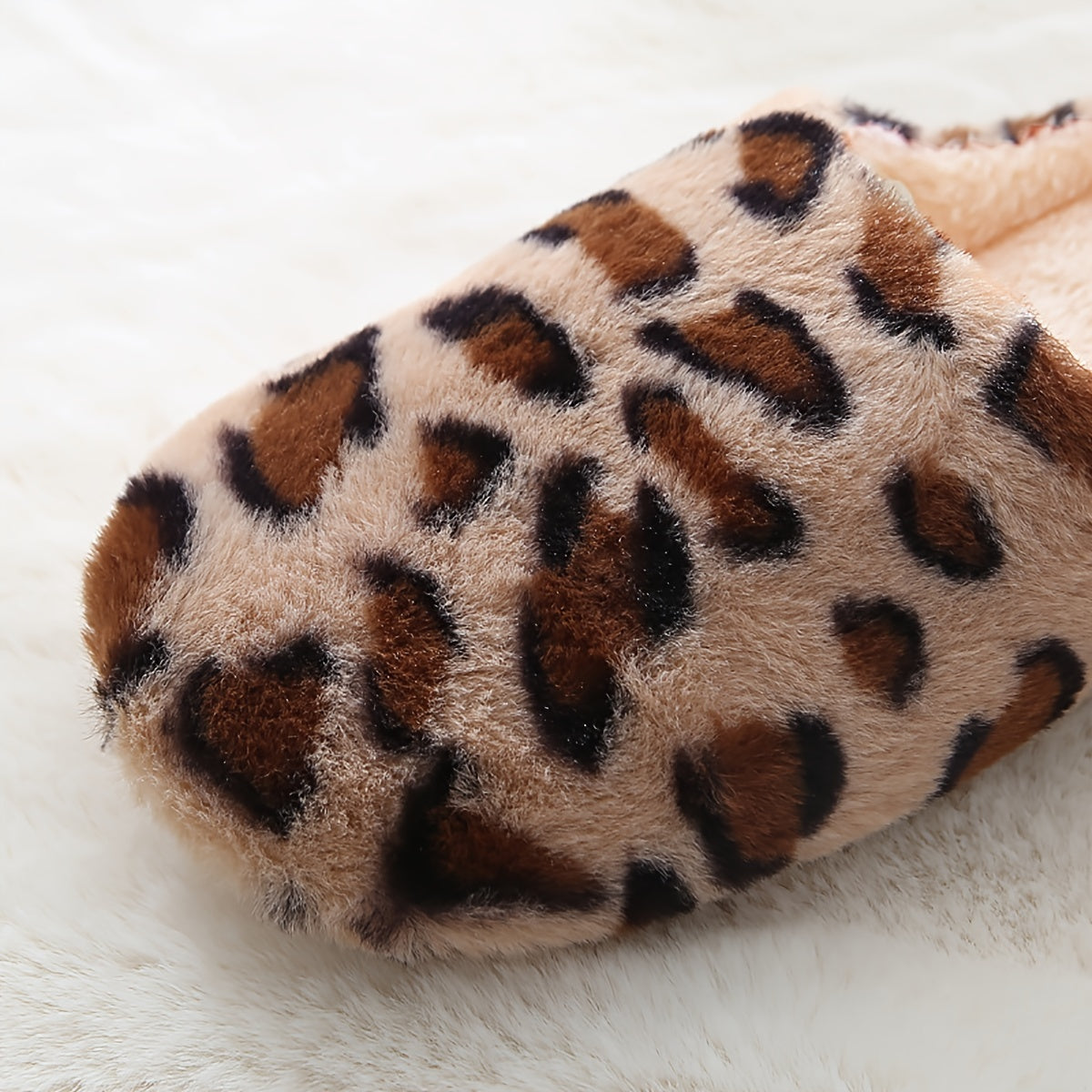 Cozy Leopard Print Womens Fluffy Slippers - Soft, Breathable, and Comfortable Fabric Upper and Insole - Anti-Slip Fabric Sole, Easy Slip-On Design for Indoor Use