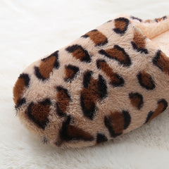 Cozy Leopard Print Womens Fluffy Slippers - Soft, Breathable, and Comfortable Fabric Upper and Insole - Anti-Slip Fabric Sole, Easy Slip-On Design for Indoor Use