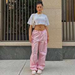 Ingvn - Y2K Clothing Oversized Plus Size Low Waist Parachute Loose Baggy Sweatpants Trousers Women Jogger Cargo Pants Streetwear Outfits