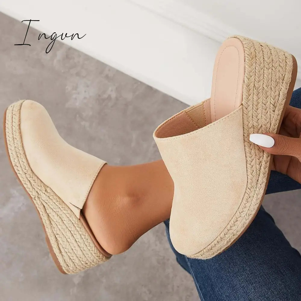 Ingvn - Espadrilles Mule Wedges Slip on Backless Sandals