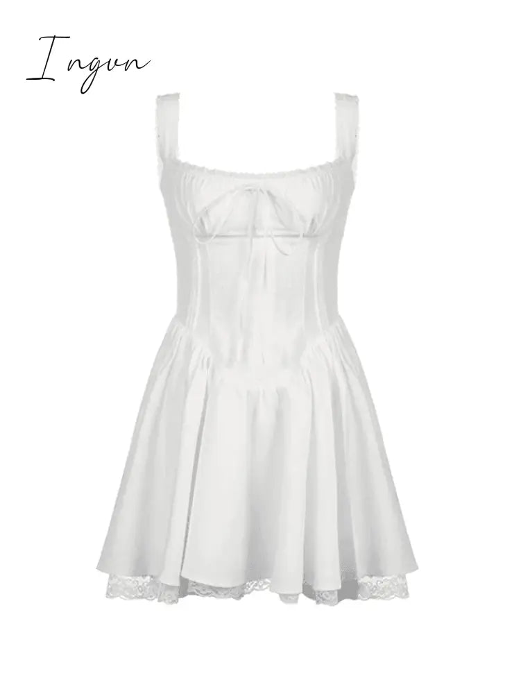 Ingvn - Lace Panel Pleated Dress