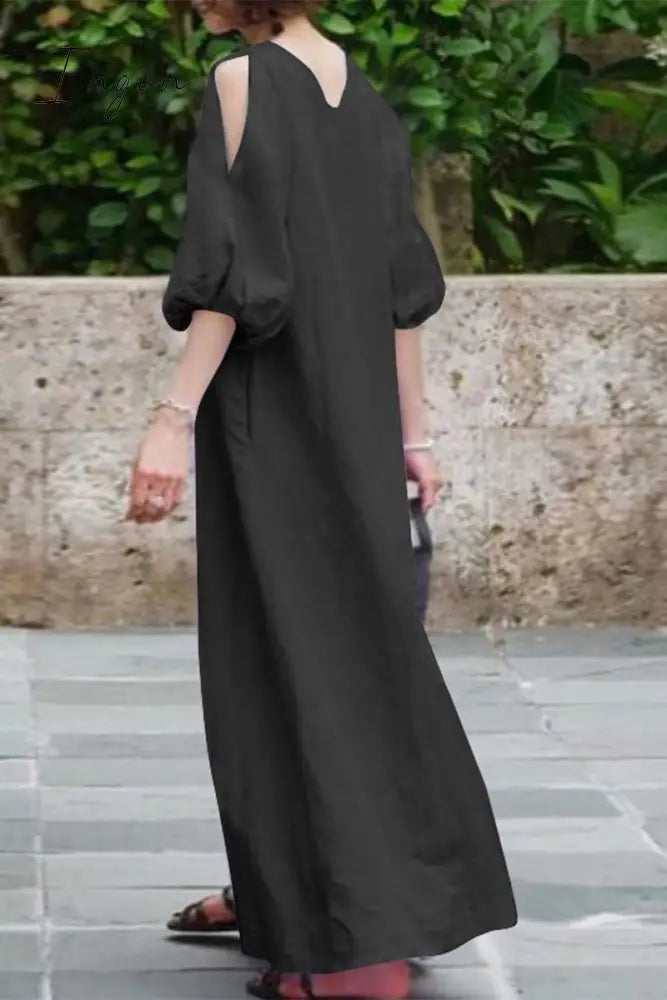Ingvn - Casual Simplicity Solid Solid Color O Neck Dresses(3 Colors)