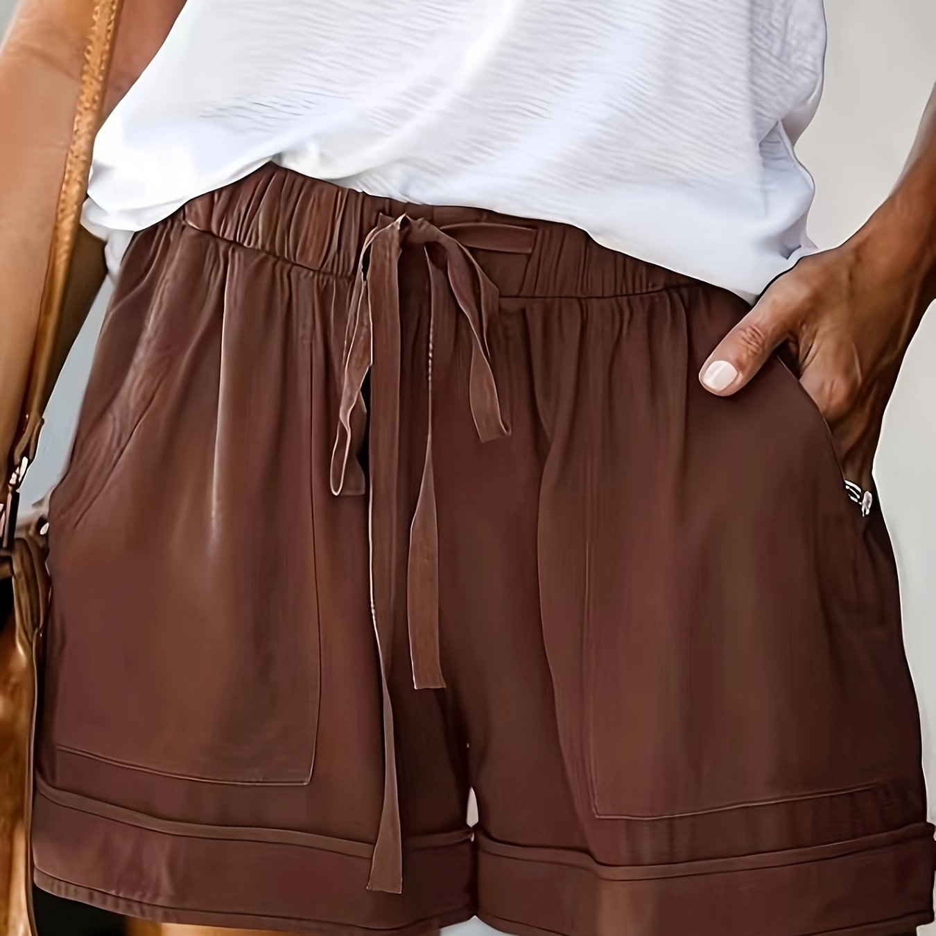 Comfortable Cotton Drawstring Waist Shorts - Soft, Breathable, and Elastic Fabric - Perfect for Summer Casual Wear with Pockets