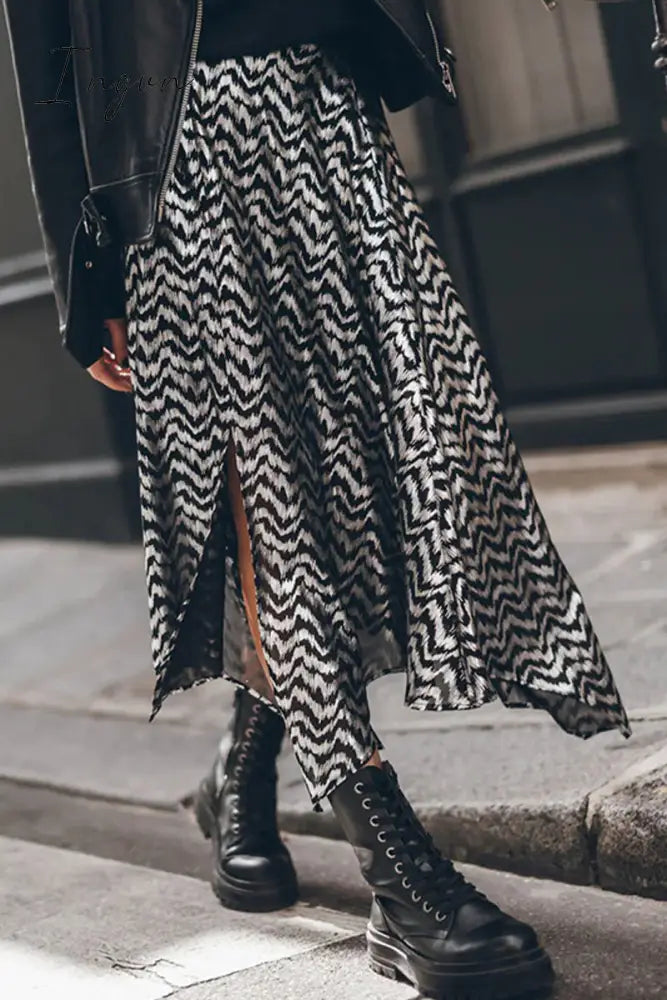 Ingvn - Casual Geometric Bronzing Asymmetrical Loose Type A Bottoms