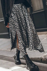 Ingvn - Casual Geometric Bronzing Asymmetrical Loose Type A Bottoms