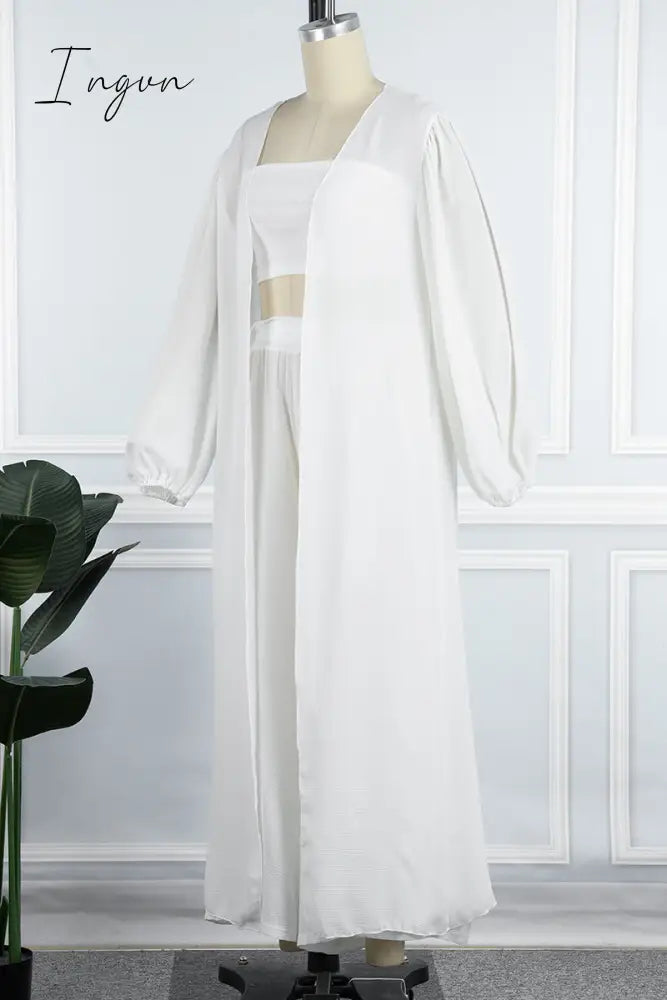 Ingvn - Fashion Casual Solid With Belt Strapless Three Pieces(4 colors)