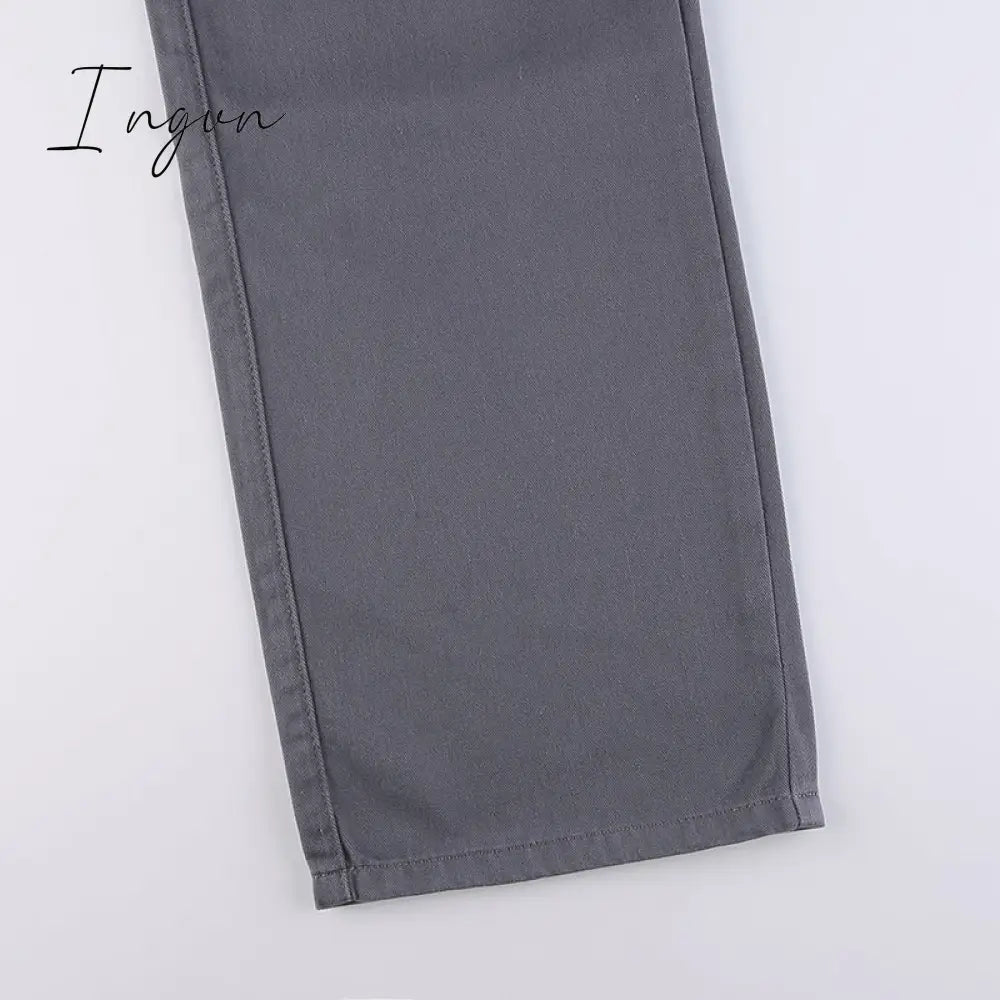 Ingvn - Vintage Streetwear Cargo Pants Women Harajuku Street Loose Straight Women Jeans Casual Slim Versatile High Waisted Jeans Pants