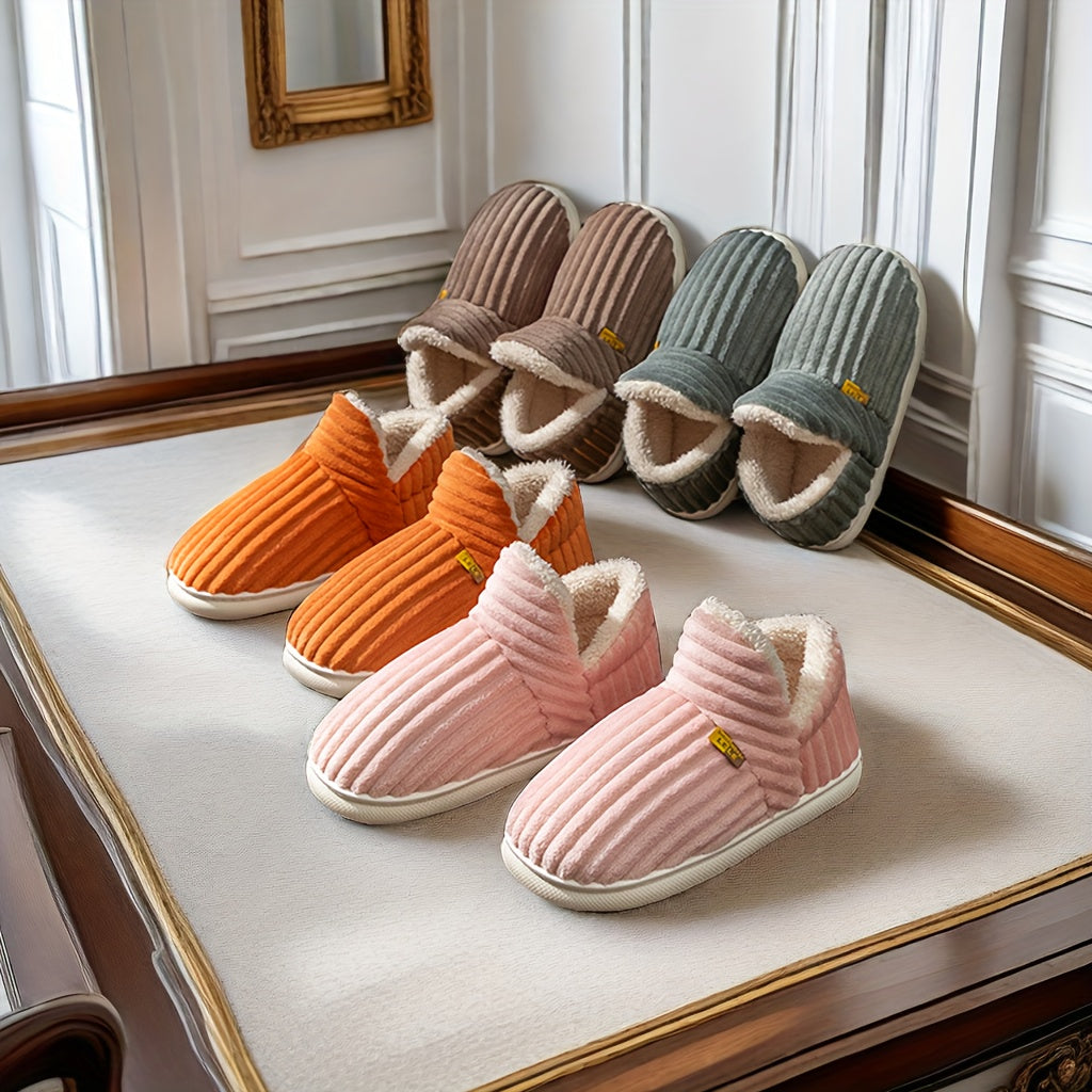 Cozy Warmth Indoor Slippers – Plush-Lined, Solid Color, Easy Slip-On, Comfortable Wear