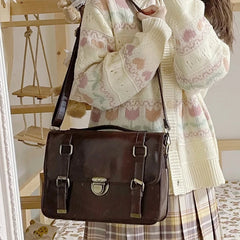 INGVN  Japanese Vintage Solid Preppy Backpacks Girls Casual Students All Match Simple Shoulder Bags Women Trendy Y2k Fashion Handbags