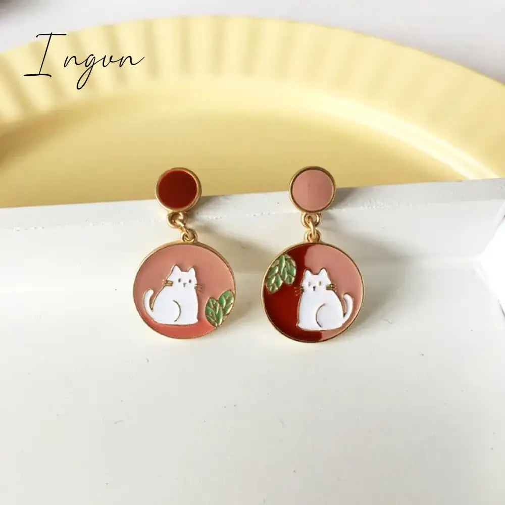 Korean Style Flower Cute Animal Dangle Earrings For Women Moon Stars Kitten Rabbit Balloon Asymmetric Earring Party Jewelry Gift