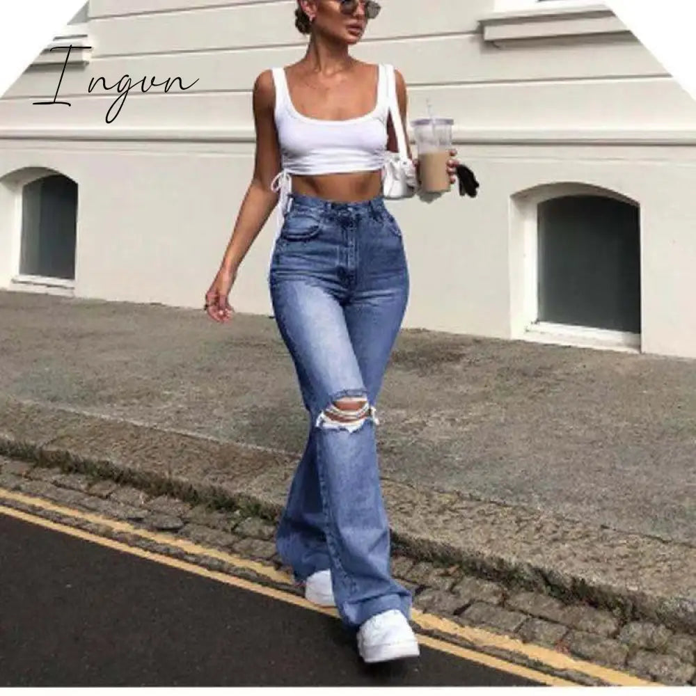 Ingvn - Spring Casual Baggy Jeans Women Fashion High Waist Jeans Mom Denim Trousers Overalls Oversize Boyfriend Pants Vintage