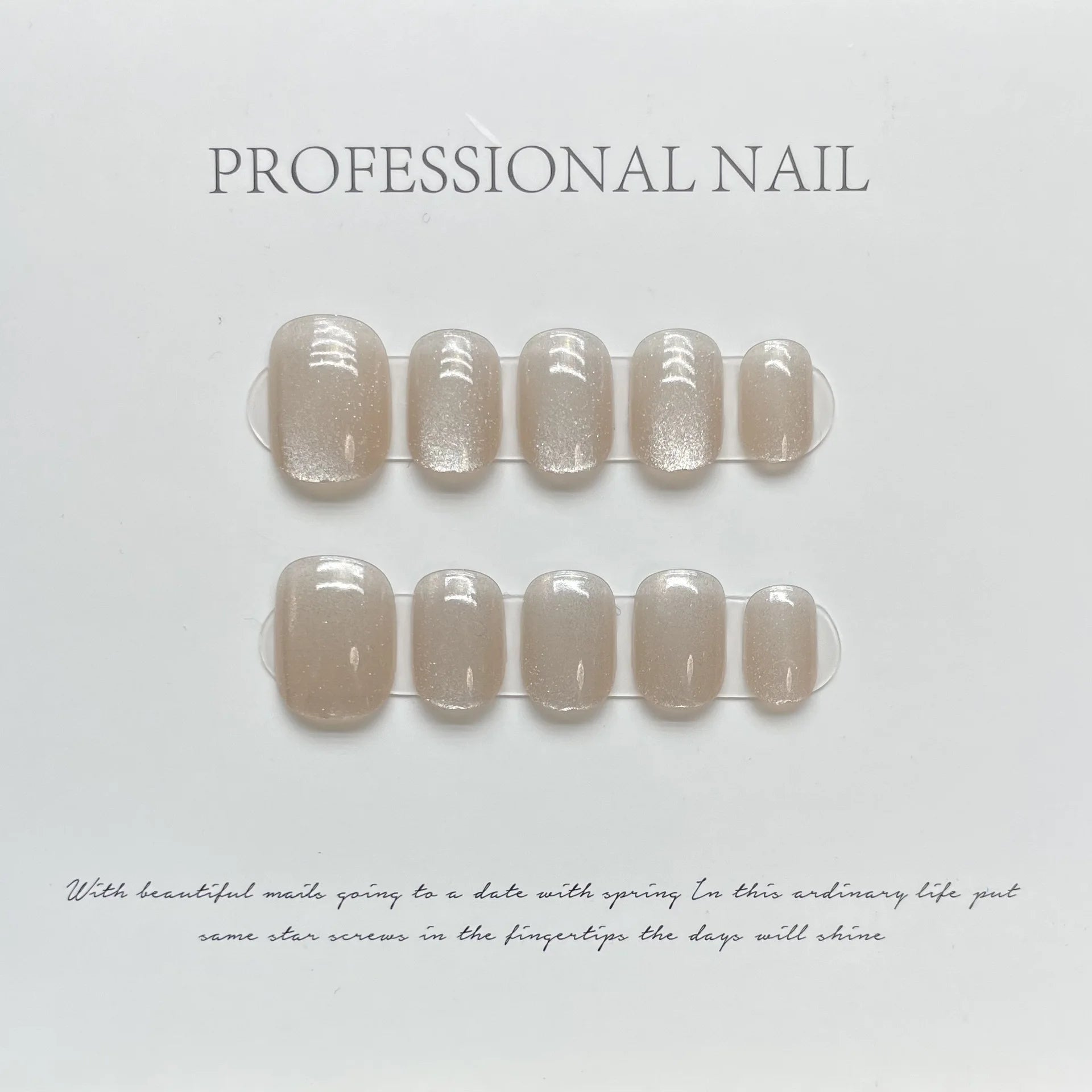 10Pcs Cute Handmade Press On Nails Full Cover Pearls Design Short Round Head False Nails Artificial Manicure Wearable Nail Tips