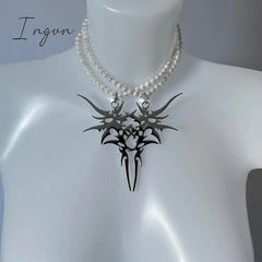 Ingvn - Grunge Accessories Irregular Letter Pendant Necklace Punk Jewelry Thorn Necklaces for Women Goth Choker Korean Fashion Chains