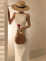 Ingvn - New Women Summer Fashion Spaghetti Strap Sleeveless Sexy Dress Female Elegant Evening Midi Dress