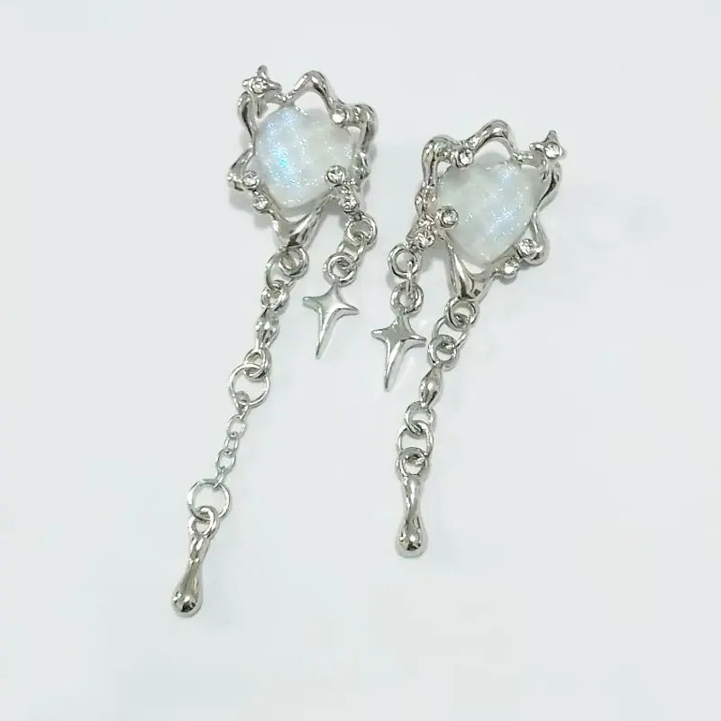 INGVN  Irregular Heart Tassel Star Earrings Women Design Senior Sense of Fashion Personality Earring Y2K Trendy Party Jewelry Gift