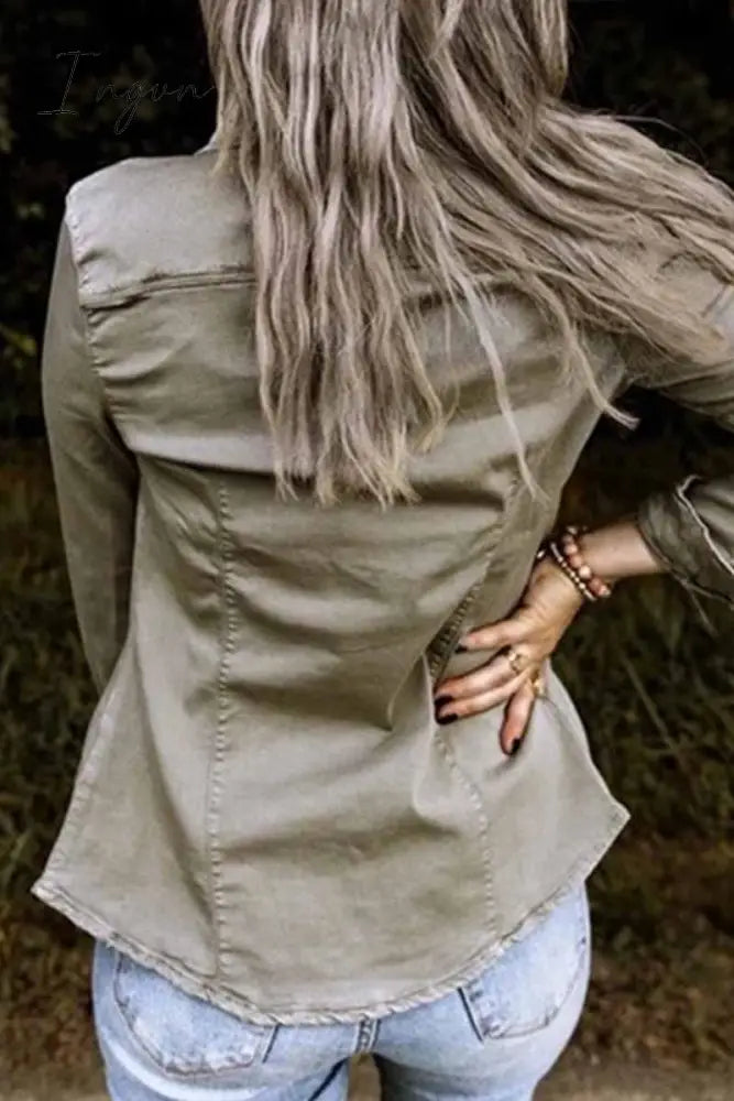 Ingvn -  Long Sleeve Solid Color Jacket Tops(4 Colors)