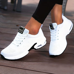 Lightweight Mesh Lace Up Women's Fashion Sneakers, Air Cushion Running Sports Shoes