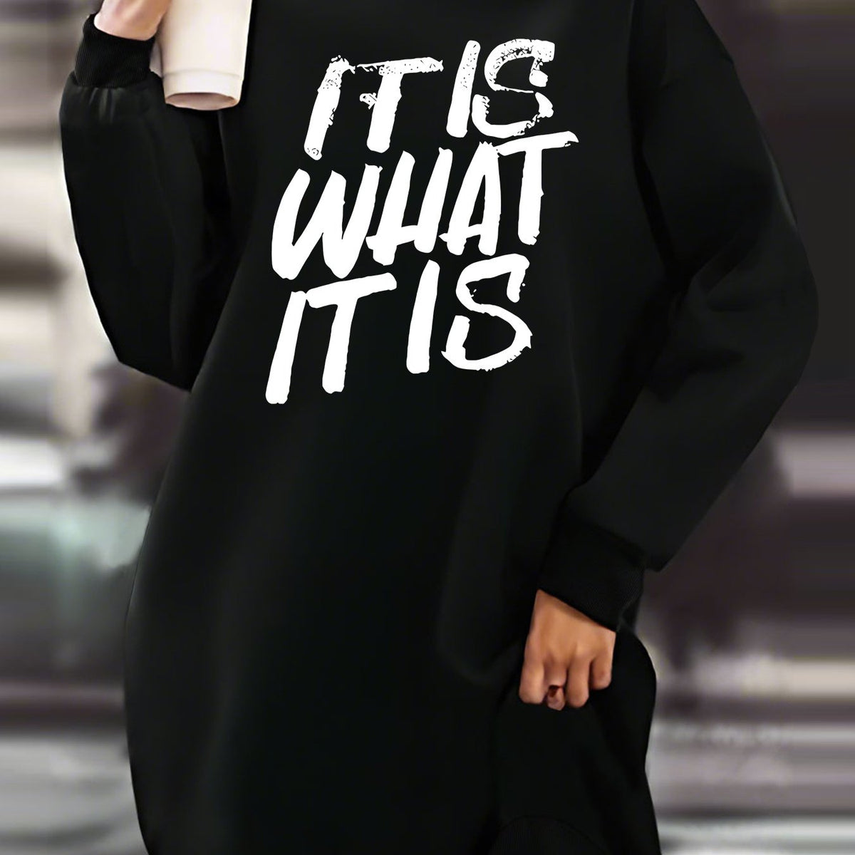 Stylish Letter Print Crew Neck Sweatshirt Dress - Women's Casual Long Sleeve Loose Fit Clothing for Fall & Winter - Soft, Cozy, and Comfortable Fashionwear