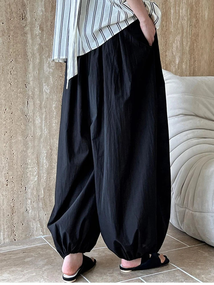 Oversize Women Pure Cotton Pants Summer Loose White Causal Lantern Trousers Fashion New Female Wide Leg Pants