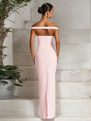Elegant Off-shoulder Backless Sexy Maxi Dress Women Gown Fashion Scarf Collar Sleeveless Bodycon Club Party Long Dress