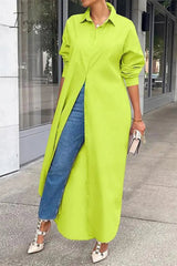 Ingvn - Casual Buttons Long Sleeve Shirt Dress Dresses(5 Colors)