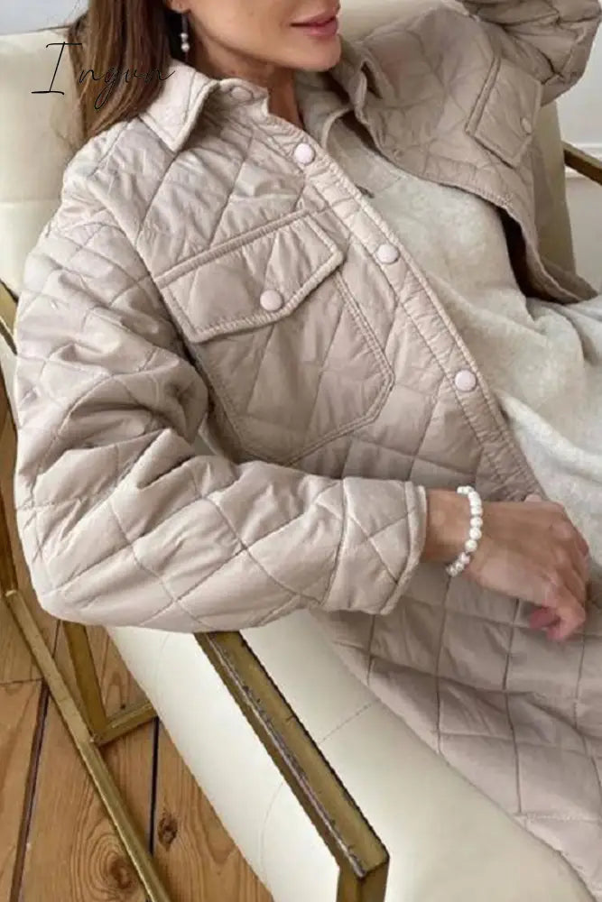 Ingvn - Casual Solid Bandage Patchwork Turndown Collar Outerwear
