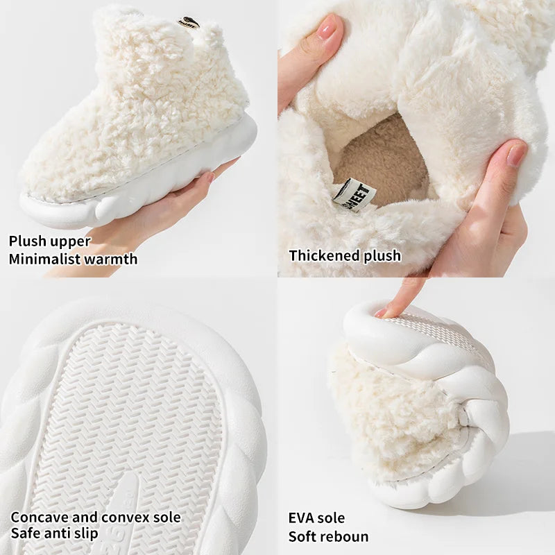 Ingvn  Cotton slippers for women's autumn and winter home use, new indoor plush bags with warm heels for external wear