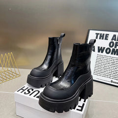 Ingvn  Vintage Punk Style Women Ankle Boots Fashion Modern Short Booties Ladies Elegant Thick Heels Botas Mujer