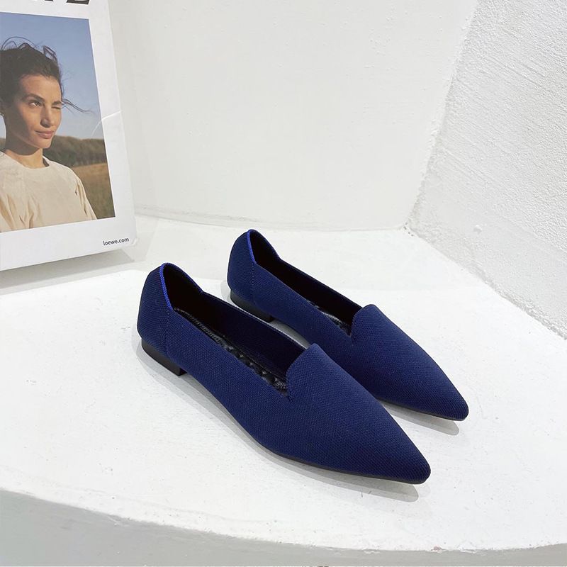 women's flat shoes Large shoes Fashion good materials Knitted breathable rubber anti-skid latex insole Spring and autum