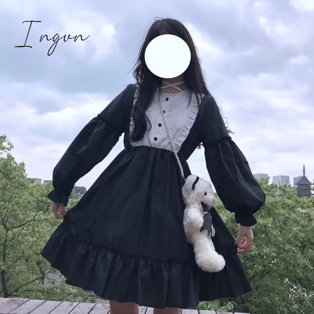 Ingvn - Quality Kawaii Lolita Style Dress Women Lace Maid Costume Dress Costume Sweet Gothic Party Robe Renaissance sSpring