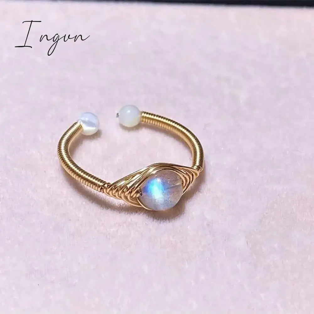 New Fashion Simple Amethyst Natural Stone Opening Ring for Women Exquisite Copper Ring Elegant Niche Design Party Jewelry