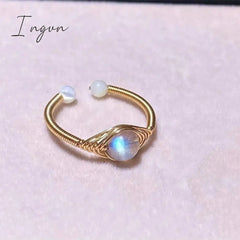 New Fashion Simple Amethyst Natural Stone Opening Ring for Women Exquisite Copper Ring Elegant Niche Design Party Jewelry