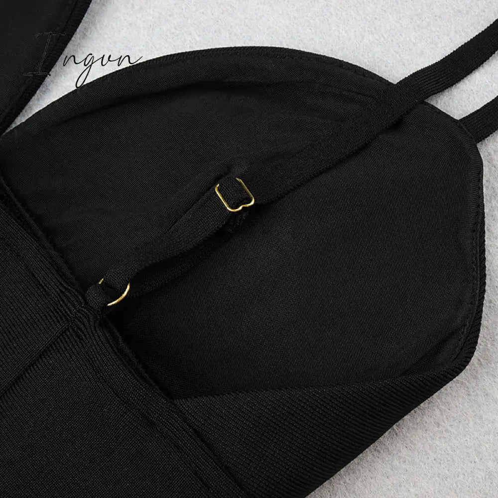 Ingvn - Bandage Women Dress New Summer Sexy Party Club Elegant Bodycon Bandage Dress Spaghetti Strap Ladies Clothes