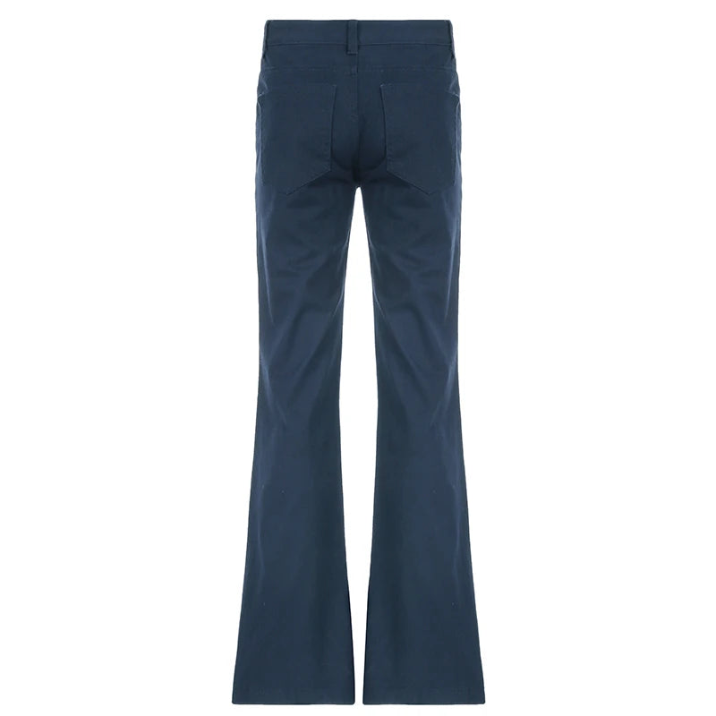 Blue Low Rise Jeans Casual Baggy Straight Denim Pants y2k Streetwear Basic Women Jeans Vintage 90s Trousers Korean Style
