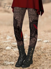 Ingvn - Women's Chinos Tights Pants Trousers Leggings Cotton Blend Suit 3 Suit 5 suit 1 High Waist Ethnic Style Vintage Halloween Daily Wear Going out Print Micro-elastic Full Length Breathability Paisley S