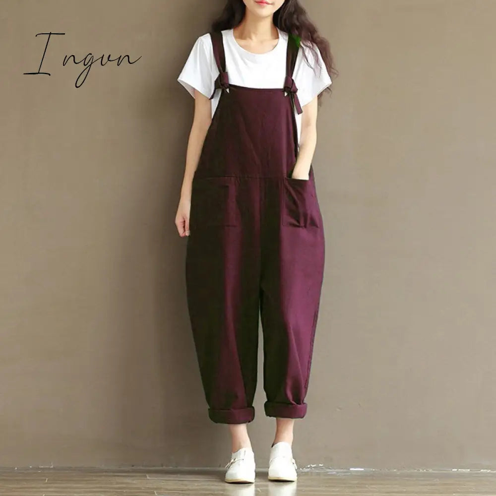 Ingvn - Ladies Casual Women Jumpsuits Loose Solid Harem Trousers Casual Ladies Overallpants Playsuits Wide Leg Pants Plus Size 5XL