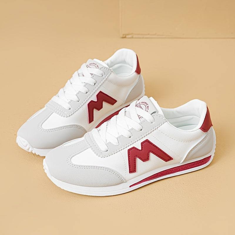 Women's Letter Decor Sneakers, Casual Lace Up Outdoor Shoes, Comfortable Low Top Shoes