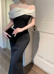 Elegant Fashion Wedding Evening Party Black Midi Dresses Women Summer Vintage Sleeveless Mesh Patchwork Bodycon Female Clothing