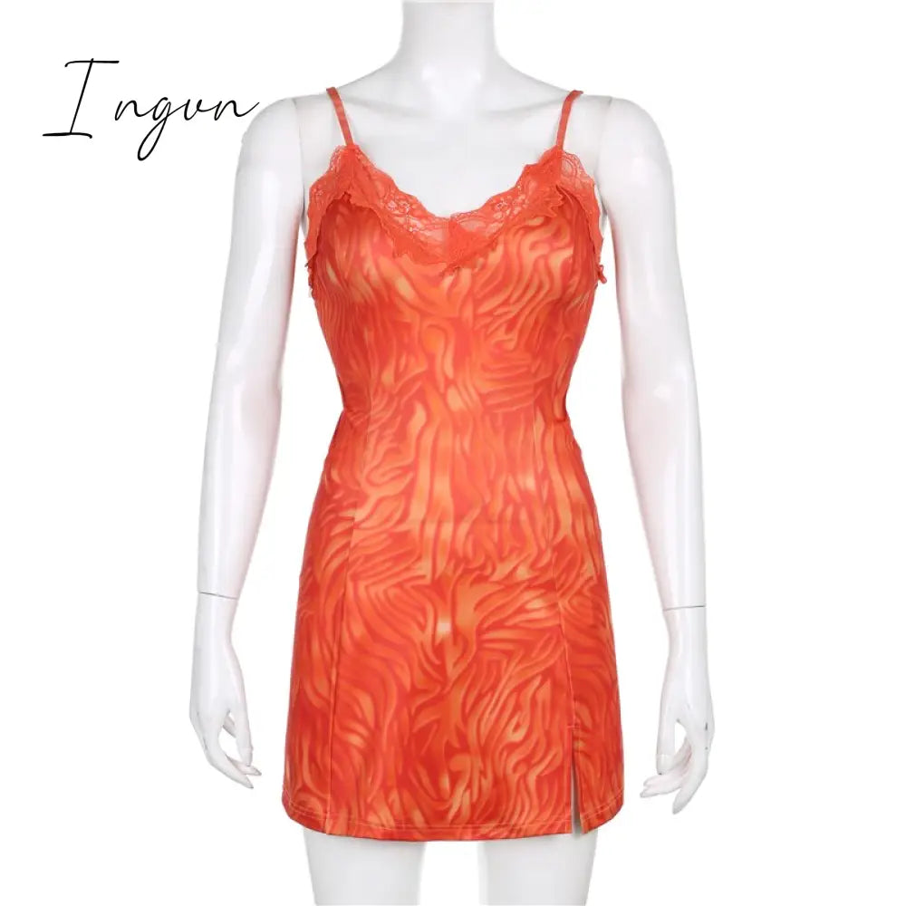 Ingvn - Tassel Stitching Sexy Dress For Women Evening Clubbing Party Square Collar Halter Hollow Out Backless Lace Mini Dress