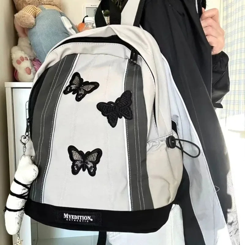 Ingvn  Y2k Gothic Womens Backpack Butterfly Patchwork Student School Backpacks Large Capacity Vintage Fashion Designer Luxury Bag