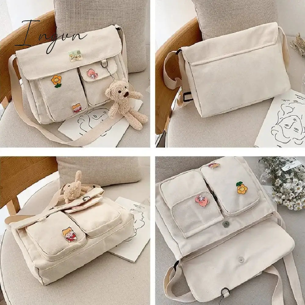 Ingvn - Women Simple Crossbody Bags Cute Casual Satchel Ladies Shoulder Bag Pouch Girls Canvas Cross School Bags Purse