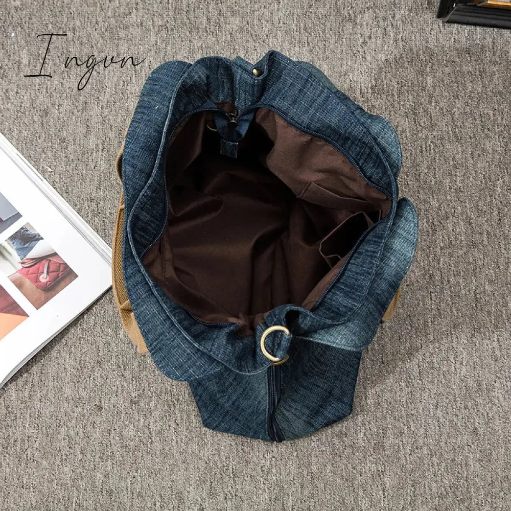 Ingvn - Women Large Capacity Tote Bag Quality Denim Handbag Luxury Ladies Shoulder Bag Light Blue bolso mujer 2024 Purse
