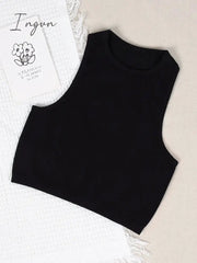 Ingvn - Crop Top Women Fashion Basic Sleeveless Sport Vest Solid Color Fitness Tank Top Seamless Streetwear Base Tees Tops