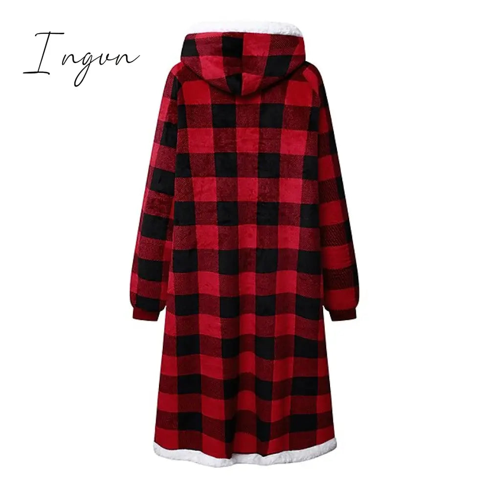 Ingvn - Oversized Wearable Blanket Flannel Thick Soft Warm Long Hoodie Blanket Big Hooded Sweatshirt Hoodie Blanket for Adults Women Girls Teenagers Teens Men Black