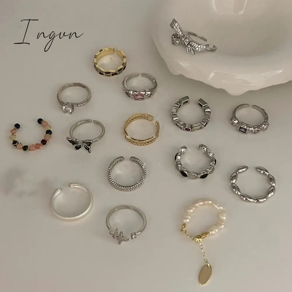Y2K Jewelry Irregular Bowknot Rings For Women Girls Charm Colorful Zircon Natural Stone Wedding Bridesmaid Rings Finger bague