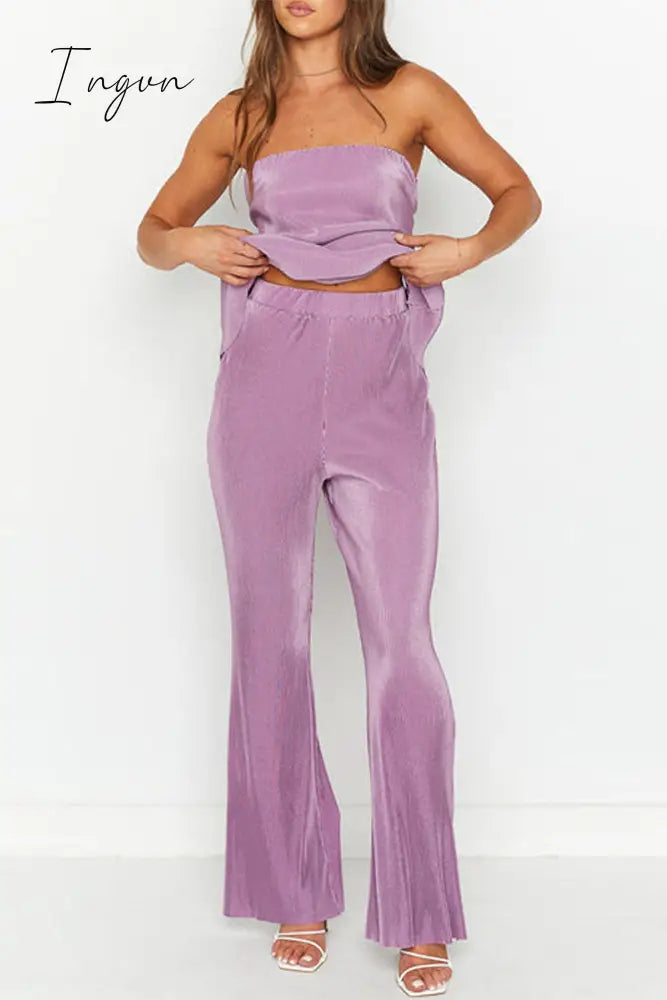 Ingvn- Sexy Solid Strapless Sleeveless Two Pieces