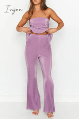 Ingvn- Sexy Solid Strapless Sleeveless Two Pieces