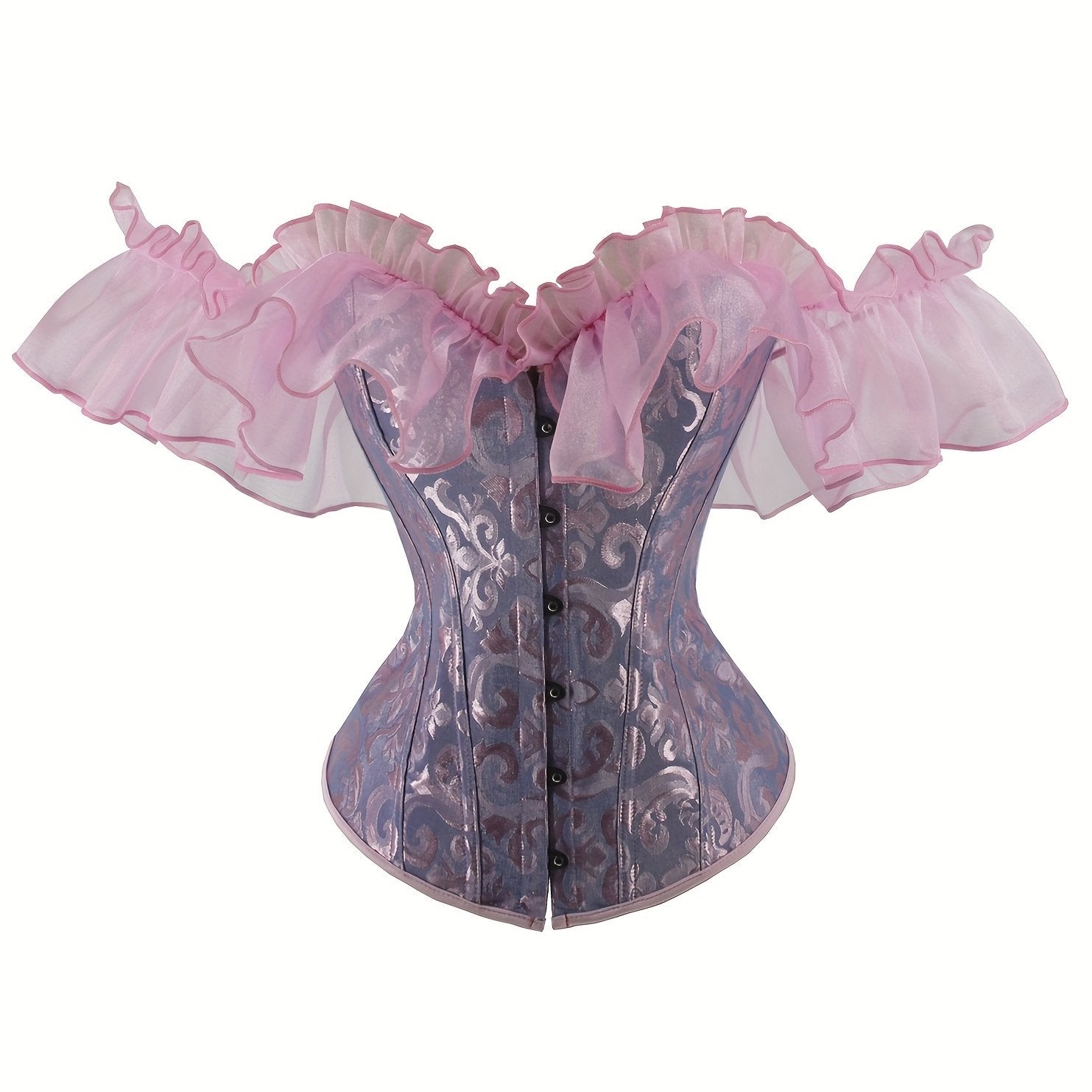 Elegant Black Ruffle Sleeve Corset Top – Chic Lace-Up & Stretch Bustier, Polyester Shapewear with Exaggerated Ruffle Detail for Women