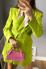 Ingvn - Casual Solid With Belt Turn-back Collar Outerwear